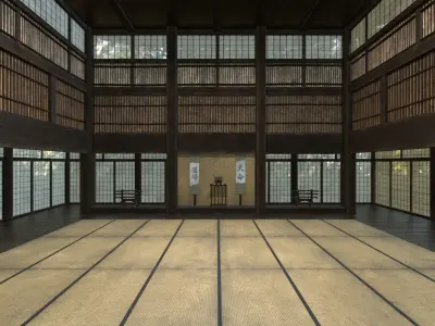 Japanese Dojo Low-poly 3D model