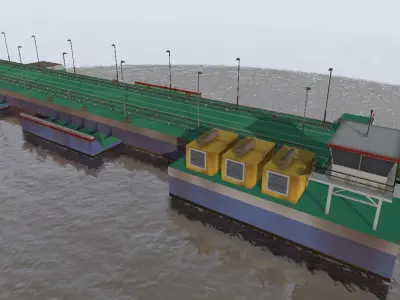 Floating bridge canal 3d model Low-poly 3D model