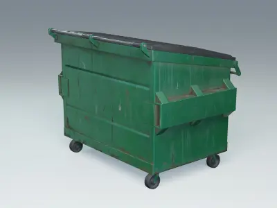 Dumpster garbage can on wheels Low-poly 3D model