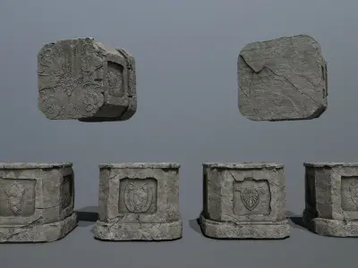 Ruin set Low-poly 3D model