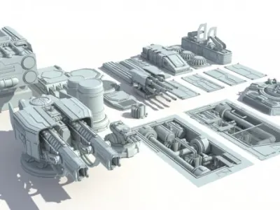 Scifi details and greeble 3D model