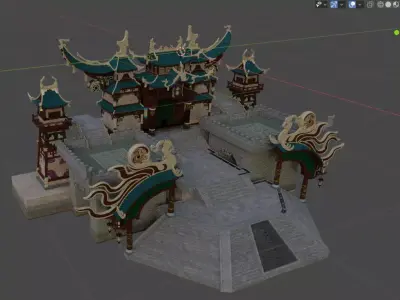 Chinese style Buildings Low-poly 3D model