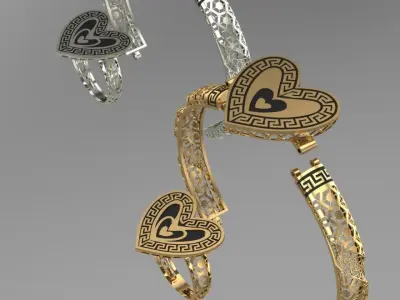 heart shape gold niello halfset 3D print model