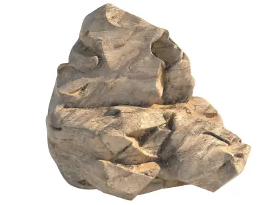 Sandstone rock cliff Low-poly 3D model