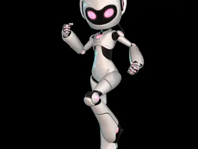 Female Robot Rigged 3D model Low-poly 3D model