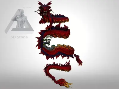 Chinese dragon with a lamp 3D print model