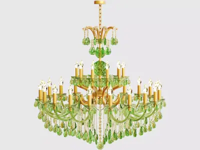Green Glass Chandelier 3D model