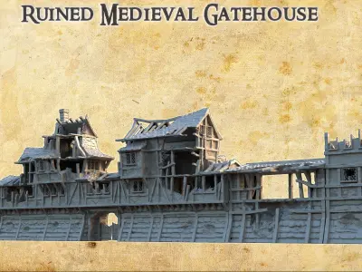 Ruined Medieval Gatehouse Tabletop Terrain 28 MM 3D print model