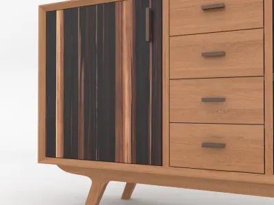 Mid-Century Modern Sideboard 120 Oslo Low-poly 3D model