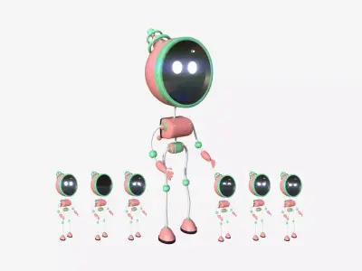 Cute Robot D04 Pink Green - SciFi Character Design Low-poly 3D model