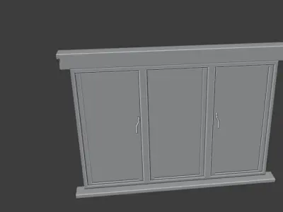 Window wooden with glass panels Low-poly 3D model