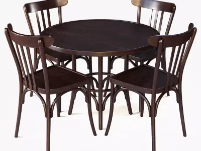 French table and chair PBR Textures Low-poly 3D model
