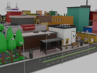 Low Poly  City Pack City Asset Game Ready City Pack 3D Model Low-poly 3D model