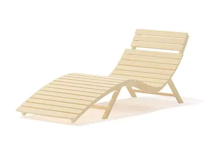 Wooden Deck Chair 3D Model 3D model