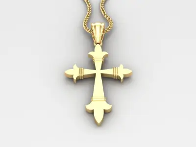 Light Gold 18K Cross Pendant 2CP087 3D print model