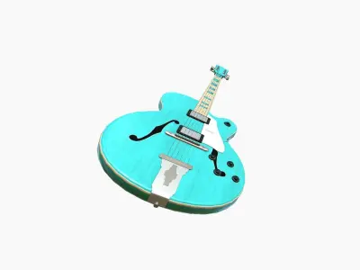 Electric Guitar J04 Light Blue - Music Instrument Design Low-poly 3D model