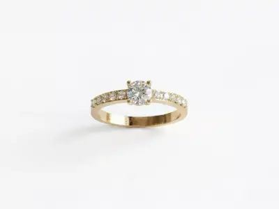 Classic Solitaire Diamond Ring with Pave Band - STL Set 3D print model