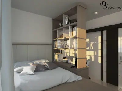 Blue Bedroom Scene 3D model