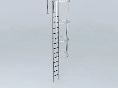 Ladder with safety railing Free 3D model