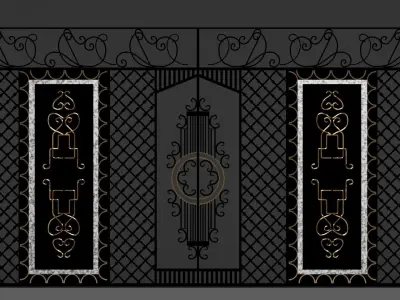 reja porton de hierro forjado 3D model