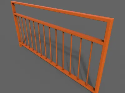 PBR Pedestrian Guard Rail Orange V3 Low-poly 3D model