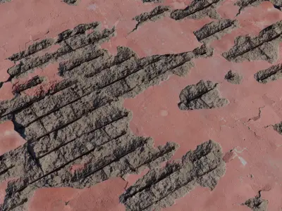 PBR Peeling Pink Plaster over Stone Texture