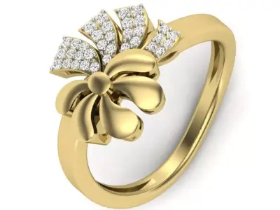 light weight  Yellow gold diamond rings-PR-378 DIA 3D print model
