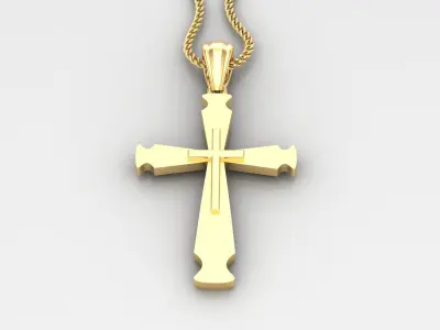 Light Gold 18K Cross Pendant 2CP045 3D print model