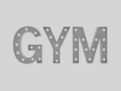 Gym Sign With Bulb 3D model