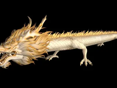 Dragon Loong Chinese Dragon White Dragon King 3D model