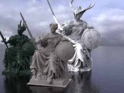Britannia Statue 3 versions 3D model
