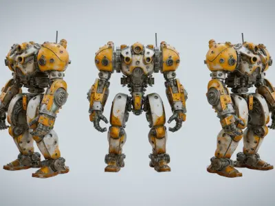 Desert Scout Robot Rigged and Animated Low-poly 3D model