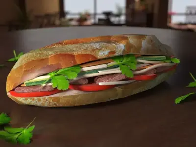 Vietnamese Banh Mi 3D Model 3D model