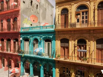 Havana Street Environment Low-poly 3D model