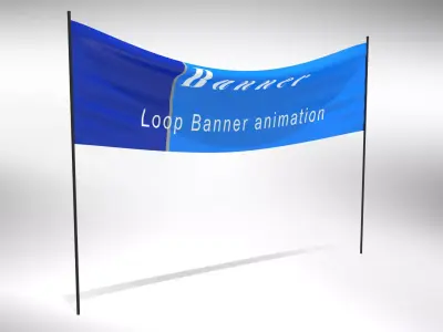 Banner  Poles- Animated Demonstration banner Low-poly 3D model