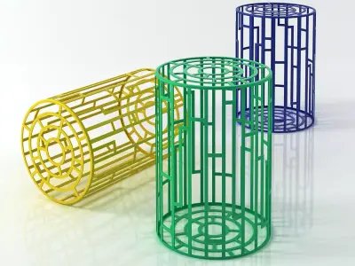 Kub three colorful metal stools 3D model