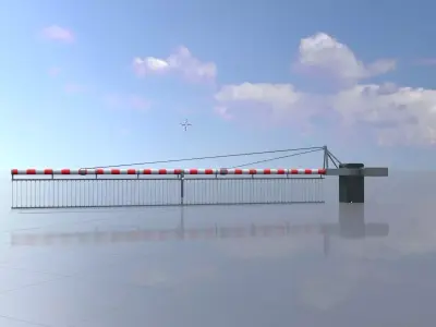 Railway Crossing Barrier 8 m with protective grid closed  Low-poly 3D model