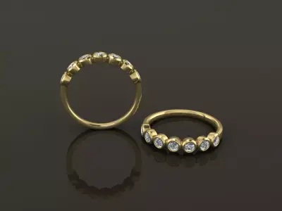 Bezel Half Infinity Diamond Band Ring 2mm50 Size 7 3D print model