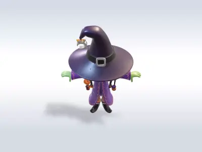 Adorable Witch Halloween Character 3D Model 3D model purchase
