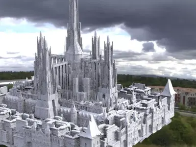 Babylon temple Huge with city garden lower city 3D model
