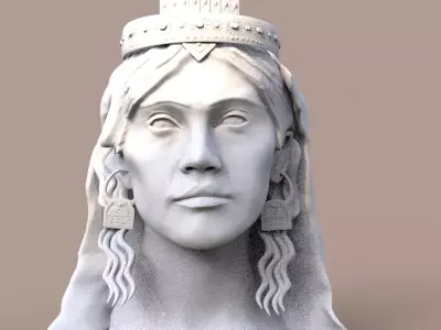 Ancient Teuta Head Bust Sculpture  3D model