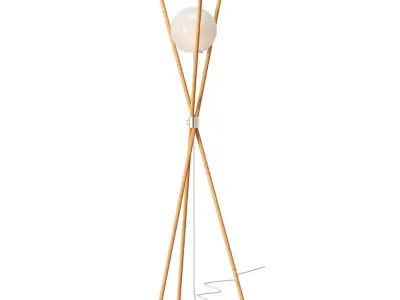 Modern Wooden Triangle Floor Lamp 3D Model 3D model