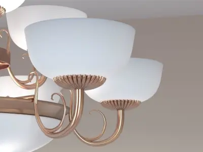 Chandelier in Art Nouveau style with ceiling decor ring 3D model