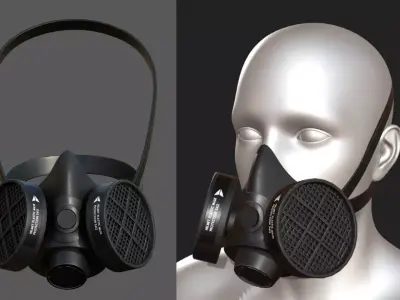 Gas mask helmet 3d protection plastic Black  Low-poly 3D model