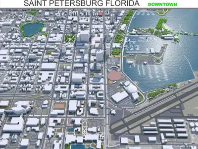 Saint Petersburg Downtown Florida USA Low-poly 3D model
