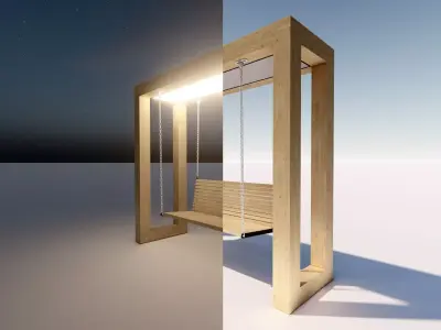 Wooden swing with lighting 3D model