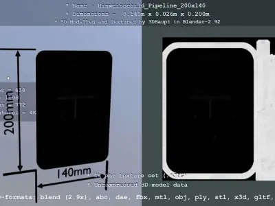 Hinweisschild Pipeline 200x140mm Low-poly 3D model