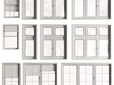  Set of plastic window Low-poly 3D model