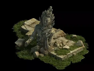 Traces forest Broken Statue of the Emperor 01 3D model