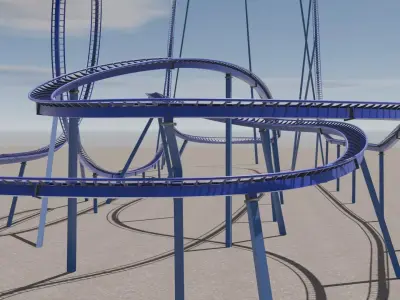 Rollercoaster roller coaster at amusement park  Low-poly 3D model